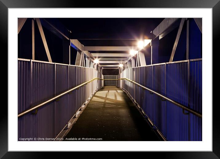 Urban Foot Bridge Framed Mounted Print by Chris Dorney