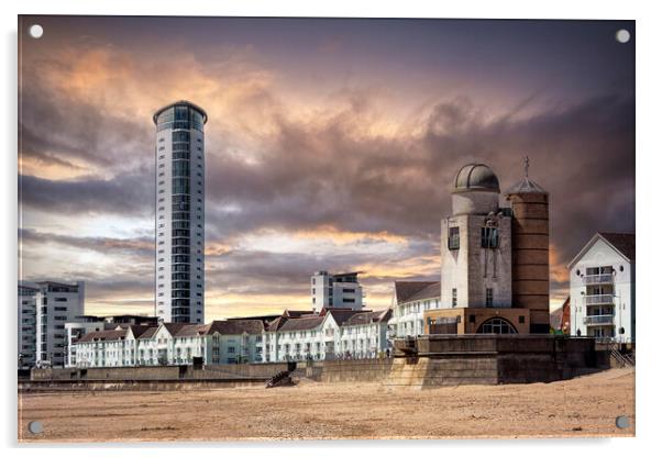 Swansea Tower Acrylic by Karl McCarthy