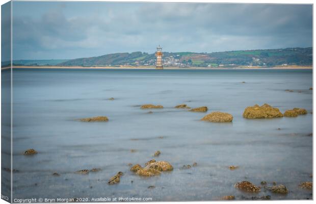 Whiteford Lighthouse on the Loughor estuary  Canvas Print by Bryn Morgan