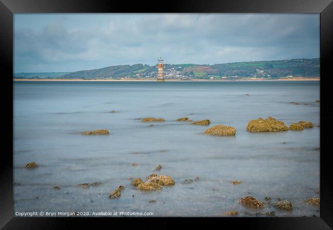 Whiteford Lighthouse on the Loughor estuary  Framed Print by Bryn Morgan