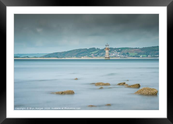 Whiteford Lighthouse on the Loughor estuary Framed Mounted Print by Bryn Morgan