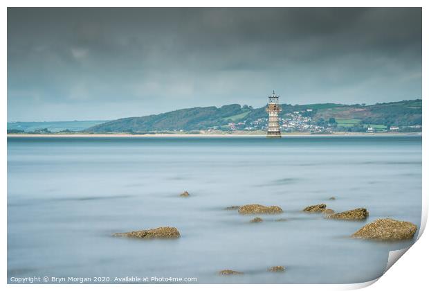 Whiteford Lighthouse on the Loughor estuary Print by Bryn Morgan