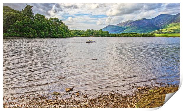 Paddling Over Derwentwater Print by Ian Lewis