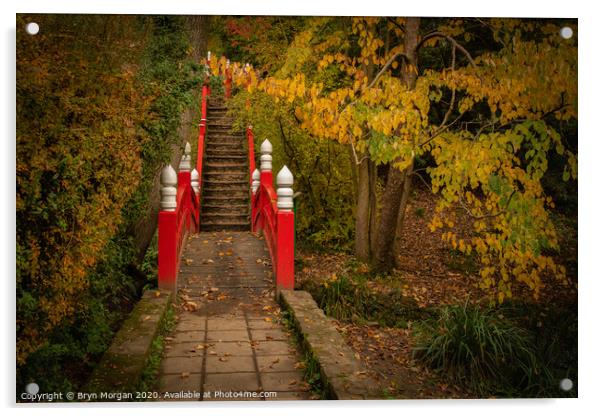 Clyne gardens Japanese bridge Acrylic by Bryn Morgan