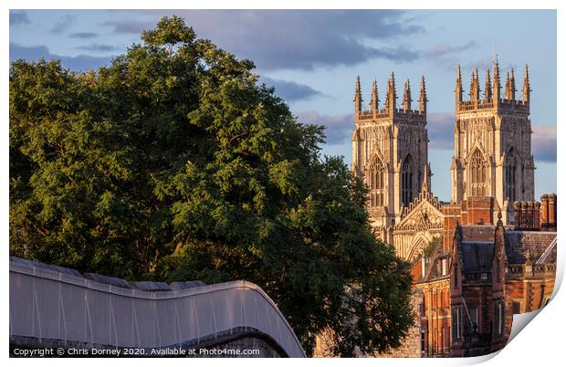 York Minster and the City Wall Print by Chris Dorney