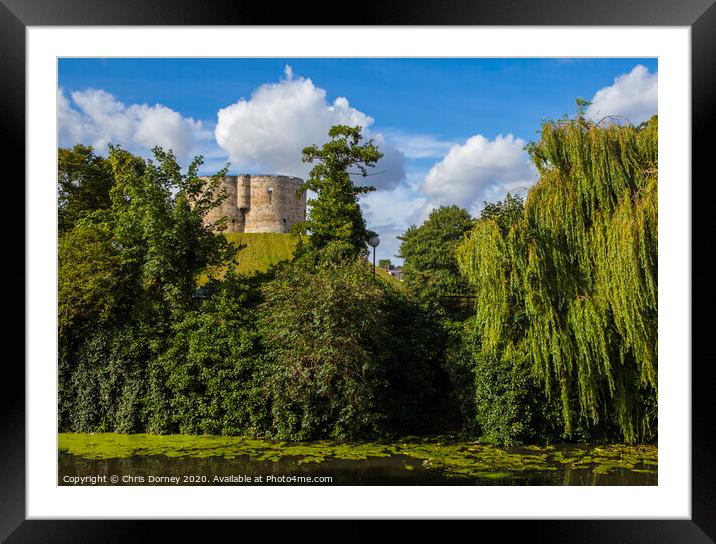 Clifford's Tower and the River Ouse in York Framed Mounted Print by Chris Dorney