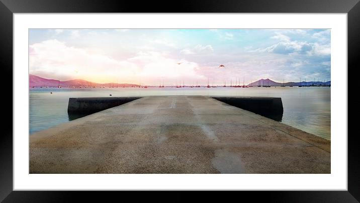 Puerto Pollensa at Dawn Framed Mounted Print by Louise Godwin