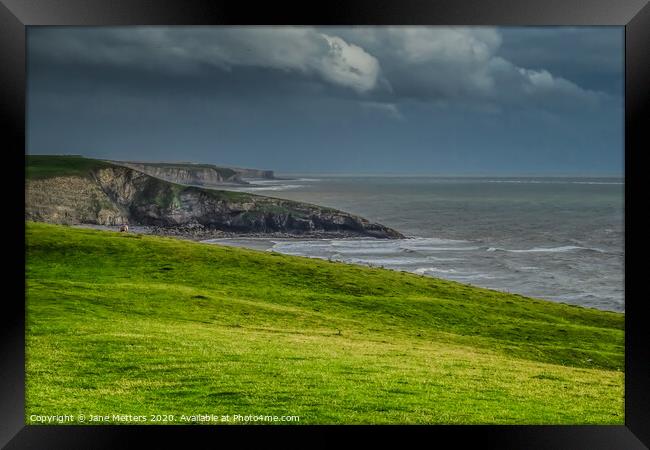 Southerndown Cliffs Framed Print by Jane Metters