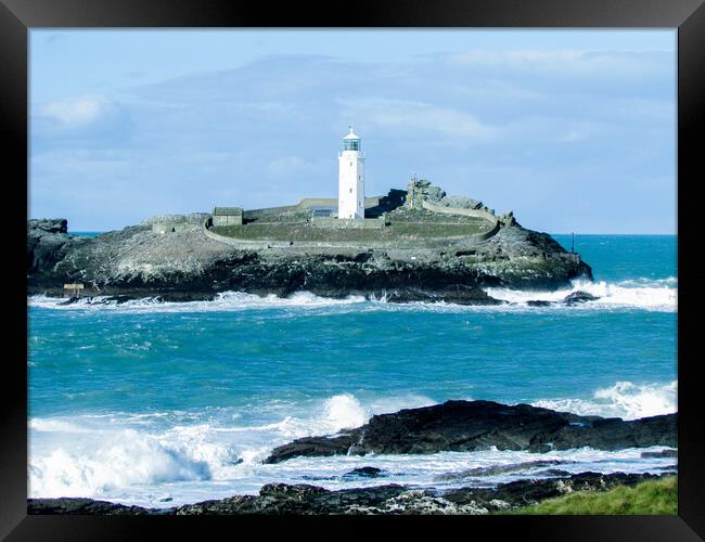 Majestic Godrevy Lighthouse Standing Proudly Framed Print by Beryl Curran