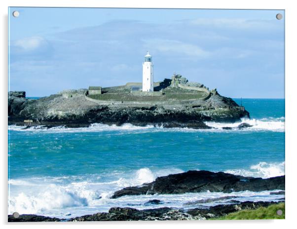 Majestic Godrevy Lighthouse Standing Proudly Acrylic by Beryl Curran