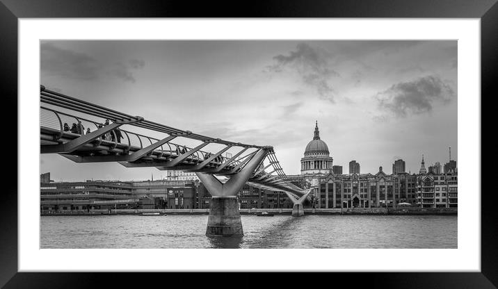Millennium Bridge and St Pauls Cathedral Framed Mounted Print by Wendy Williams CPAGB