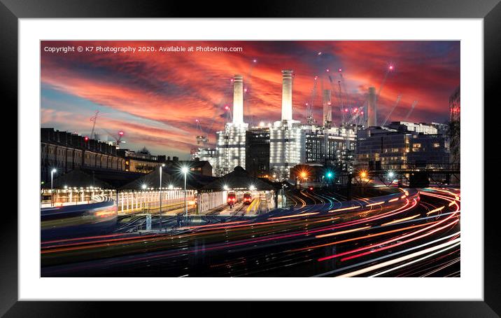 Illuminated London Nightscape Framed Mounted Print by K7 Photography