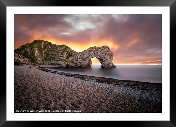 Durdle Door Sunset Framed Mounted Print by Warren Wise