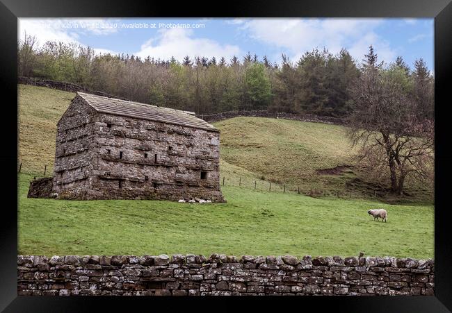 Yorkshire Dales farm building Framed Print by Kevin White