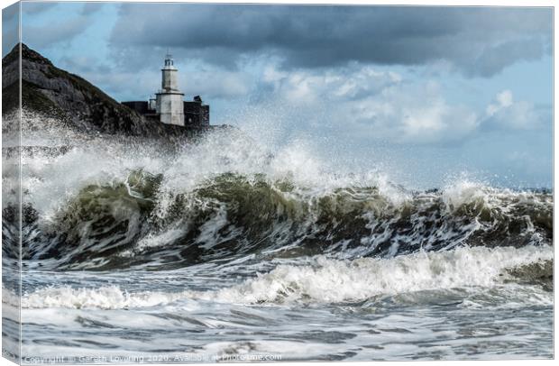 Breaking waves at Bracelet Bay, Mumbles, Swansea. Canvas Print by Gareth Lovering