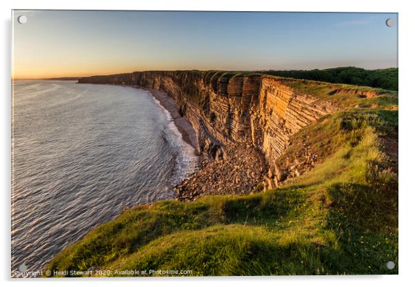 Glamorgan Heritage Coast Sunset Acrylic by Heidi Stewart