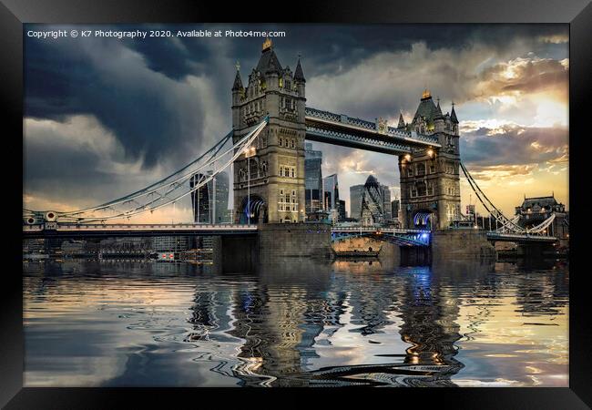 Stormy Sunset Over Tower Bridge, London Framed Print by K7 Photography
