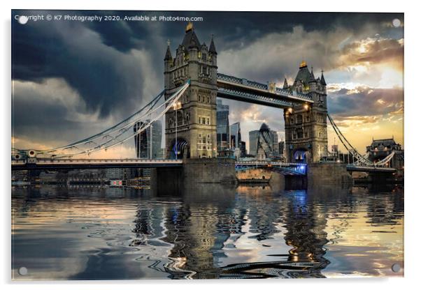 Stormy Sunset Over Tower Bridge, London Acrylic by K7 Photography