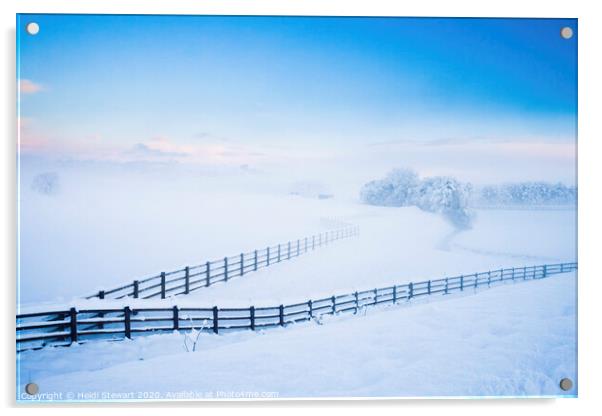 Fencelines in the Snow Acrylic by Heidi Stewart