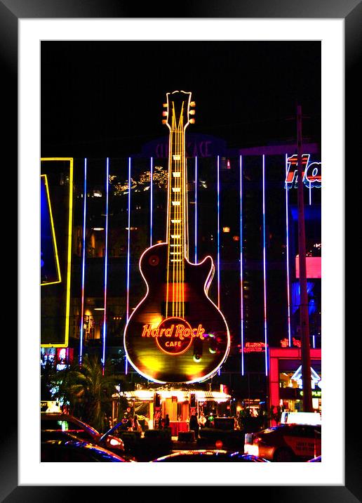 Hard Rock Cafe Guitar Las Vegas America Framed Mounted Print by Andy Evans Photos