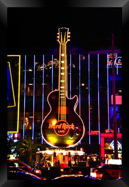 Hard Rock Cafe Guitar Las Vegas America Framed Print by Andy Evans Photos