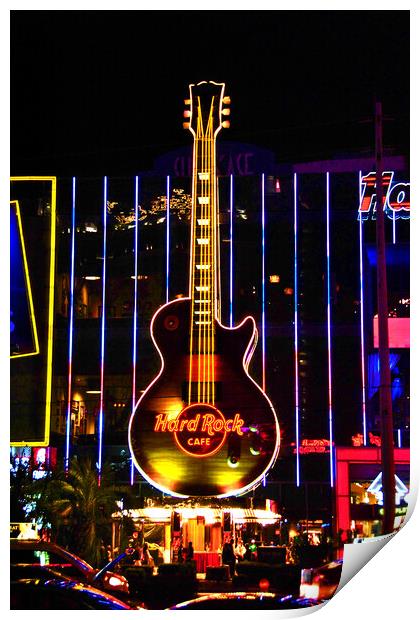 Hard Rock Cafe Guitar Las Vegas America Print by Andy Evans Photos