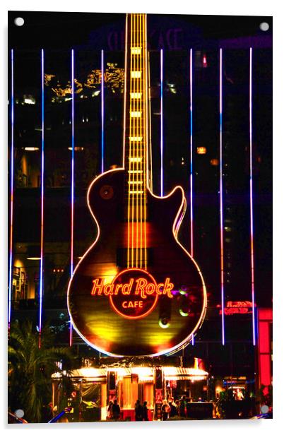 Hard Rock Cafe Guitar Las Vegas America Acrylic by Andy Evans Photos