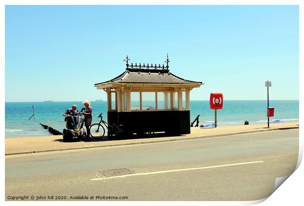 Seaside Victoria shelter at Shanklin Isle of Wight. Print by john hill