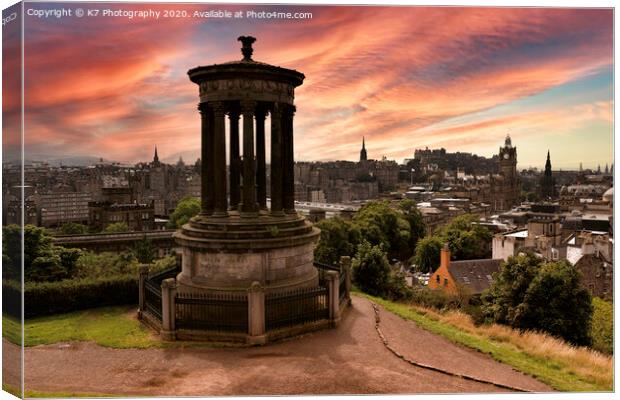 Edinburgh's Iconic Dugald Stewart Monument Canvas Print by K7 Photography