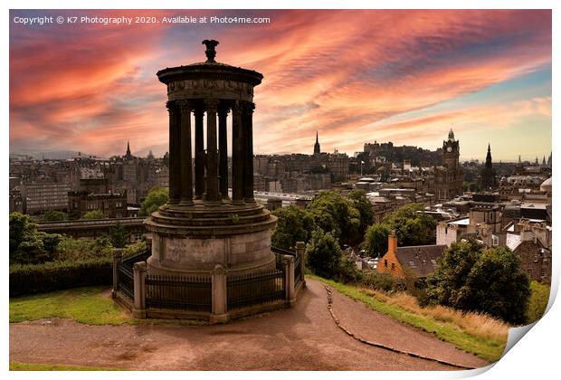 Edinburgh's Iconic Dugald Stewart Monument Print by K7 Photography