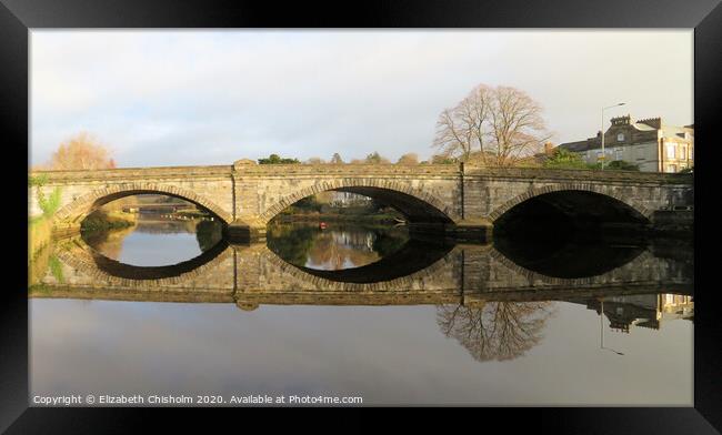 Totnes bridge reflections Framed Print by Elizabeth Chisholm