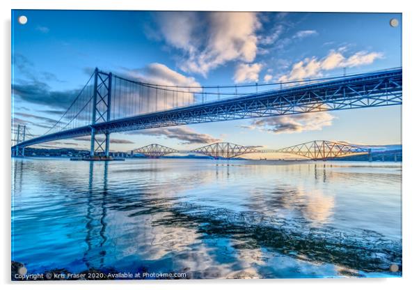 Bridges over river Forth  Acrylic by Kris Fraser