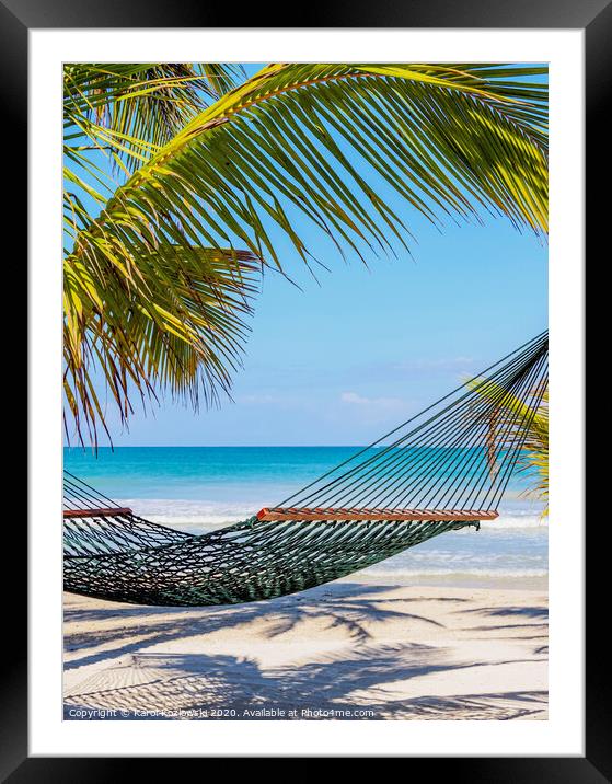 Hammock at Seven Mile Beach, Jamaica Framed Mounted Print by Karol Kozlowski