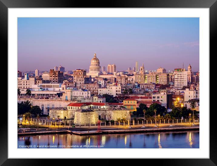 Havana Skyline, Cuba Framed Mounted Print by Karol Kozlowski