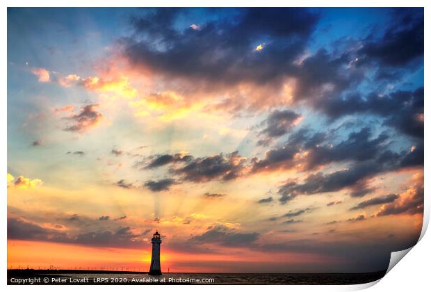 Fort Perch Rock Lighthouse at Sunset Print by Peter Lovatt  LRPS