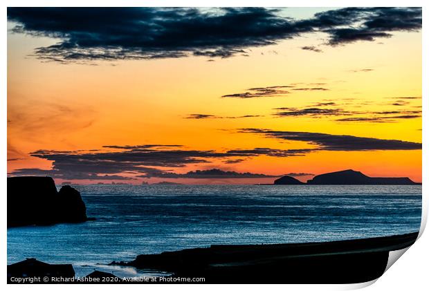 Sunset over Foula, Shetland Print by Richard Ashbee