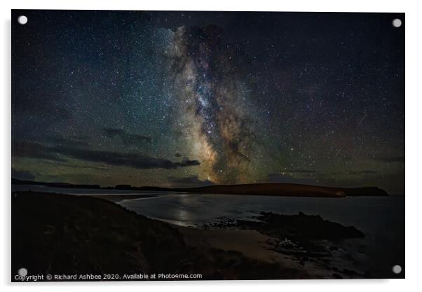 Milky Way over St Ninian's Isle, Shetland Acrylic by Richard Ashbee