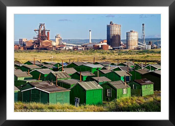 Redcar Steelworks and Fishermen's Huts Framed Mounted Print by Martyn Arnold