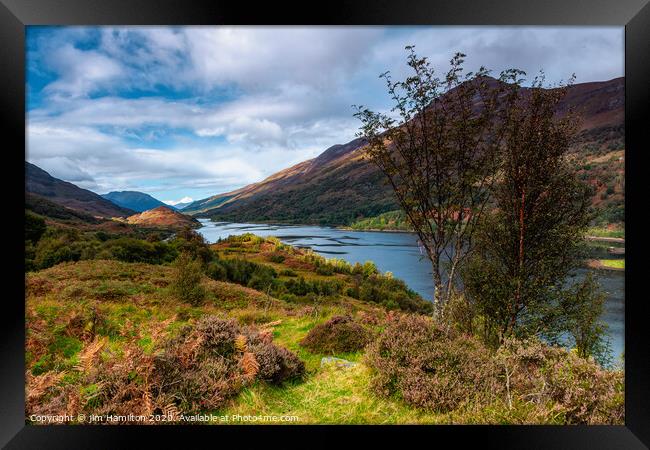 Loch Leven in the Scottish highlands Framed Print by jim Hamilton