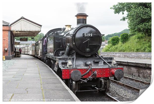 Steam locomotive 5199 at Llangollen station Wales Print by jim Hamilton