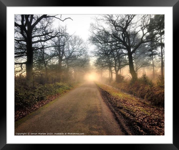 The road into the unknown taken at Burghfield Comm Framed Mounted Print by Simon Marlow