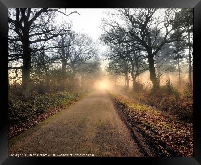 The road into the unknown taken at Burghfield Comm Framed Print by Simon Marlow