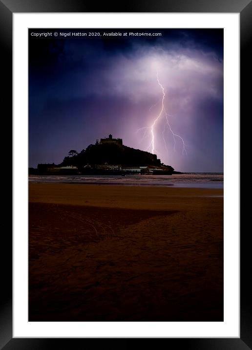 Lightning At The Mount Framed Mounted Print by Nigel Hatton