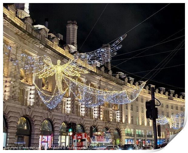 Christmas lights on Regent Street, London Print by Ailsa Darragh