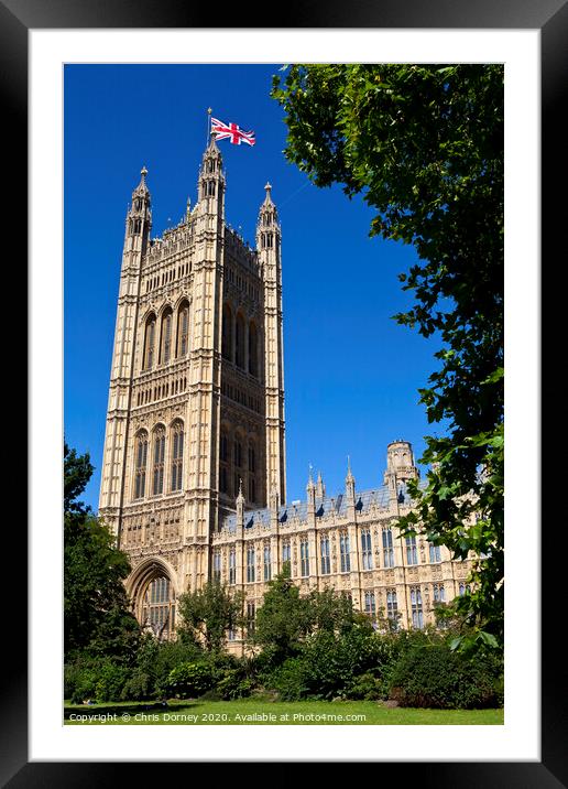 The Victoria Tower of the Houses of Parliament Framed Mounted Print by Chris Dorney
