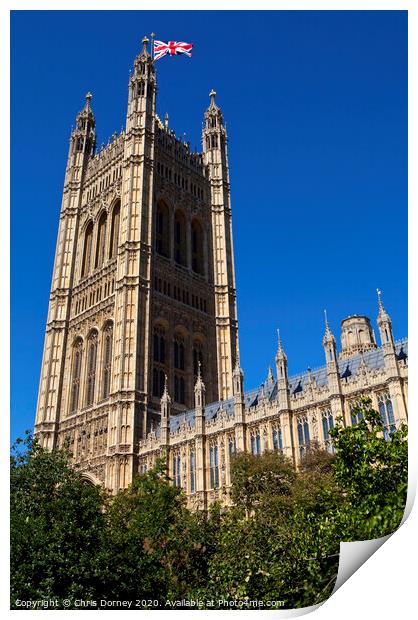 The Victoria Tower of the Houses of Parliament Print by Chris Dorney