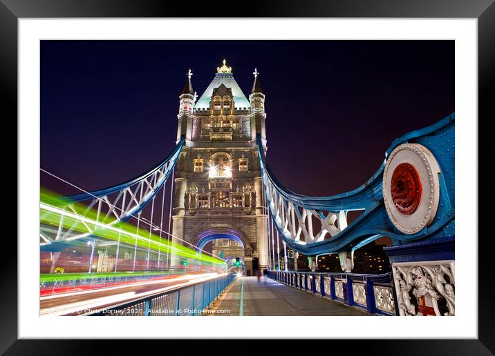 Tower Bridge at Night Framed Mounted Print by Chris Dorney