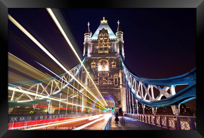 Tower Bridge at Night Framed Print by Chris Dorney