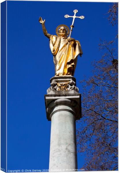 Saint Paul Statue at St. Pauls Cathedral in London Canvas Print by Chris Dorney