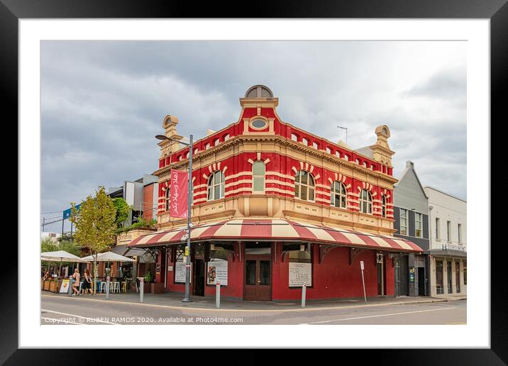Old orange building at Market st. in Fremantle, Australia.  Framed Mounted Print by RUBEN RAMOS